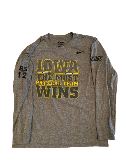 Brandon Smith Iowa Football Player Exclusive Long Sleeve Workout Shirt (Size XL)