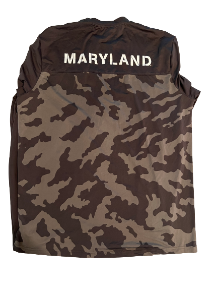 Eric Ayala Maryland Basketball Team Issued Long Sleeve Camo Shirt with Patch (Size L)