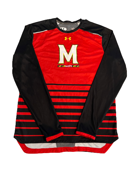 Eric Ayala Maryland Basketball Team Exclusive Long Sleeve Pre-Game Warm-Up Shirt (Size L)