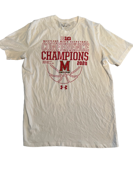 Eric Ayala Maryland Basketball Team Issued 2020 Big Ten Conference Champions T-Shirt (Size L)