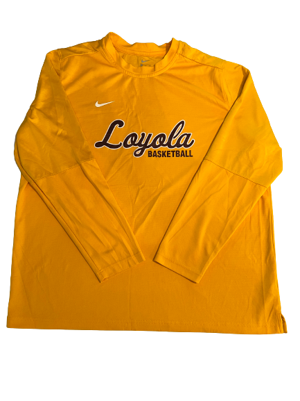 Will Alcock Loyola Chicago Basketball Team Issued Long Sleeve Pre-Game Warm-Up / Bench Shirt (Size 2XL)