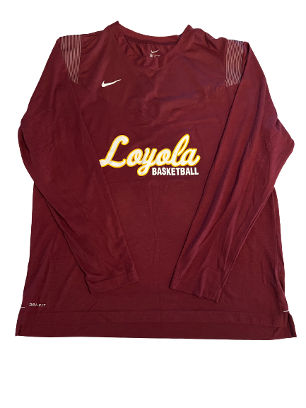 Will Alcock Loyola Chicago Basketball Team Issued Long Sleeve Pre-Game Warm-Up / Bench Shirt (Size 2XL)