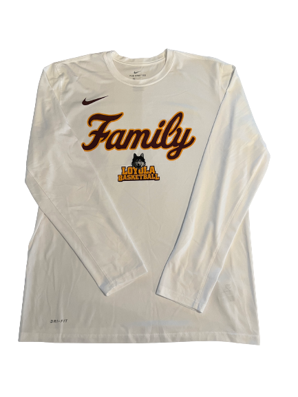 Will Alcock Loyola Chicago Basketball Team Exclusive "FAMILY" Long Sleeve Pre-Game Warm-Up / Bench Shirt (Size L)