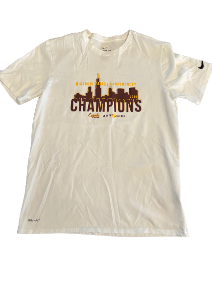 Will Alcock Loyola Chicago Basketball Team Issued "2019 Missouri Valley Conference Champions" T-Shirt (Size L)