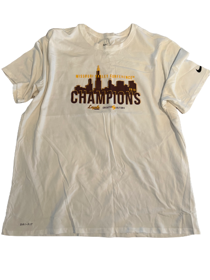 Will Alcock Loyola Chicago Basketball Team Issued "2019 Missouri Valley Conference Champions" T-Shirt (Size 2XL)