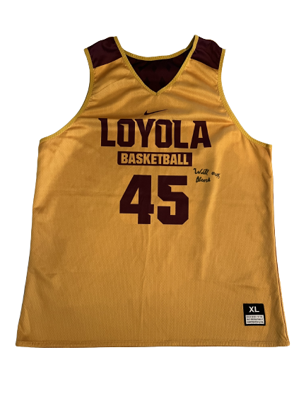 Will Alcock Loyola Chicago Basketball Signed Team Exclusive Reversible "Gold Squad" Practice Jersey (Size XL)