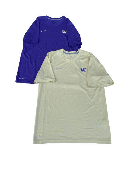 Victoria Hayward Washington Softball Team Issued Set of (2) Workout Shirts with Number on Back (Size S)