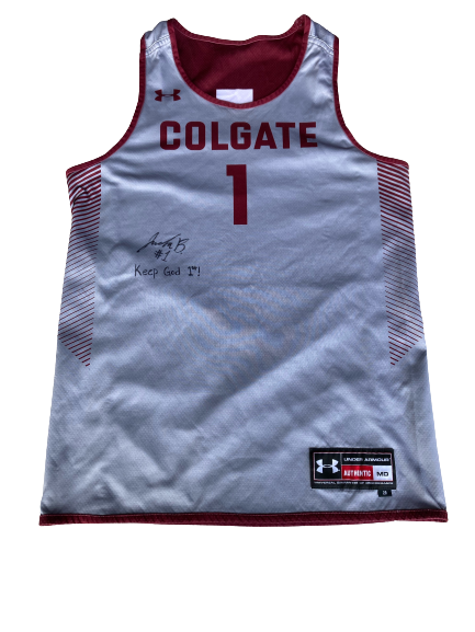 Jordan Burns Colgate Basketball SIGNED Player Exclusive Reversible Practice Jersey (Size M)