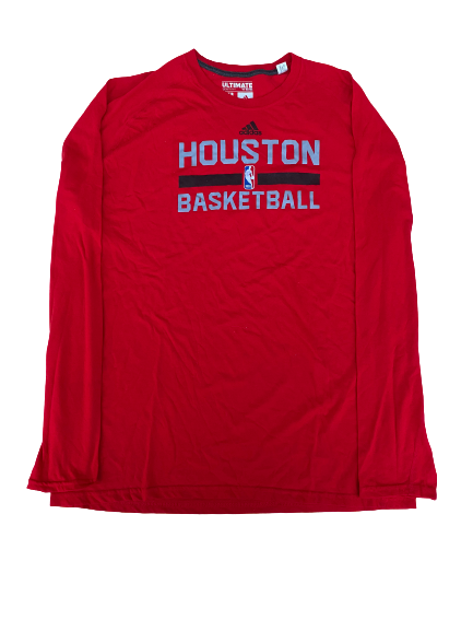 K.J. McDaniels Houston Rockets Team-Issued Adidas Long Sleeve Shirt (Size XLT)