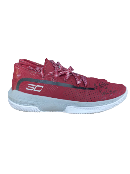 Jordan Burns Colgate Basketball SIGNED Game Worn Shoes (Size 12)