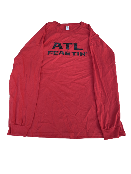 Alex Mack Atlanta Falcons Team Exclusive "ATL FEASTIN" Long Sleeve Workout Shirt (Size 3XL)