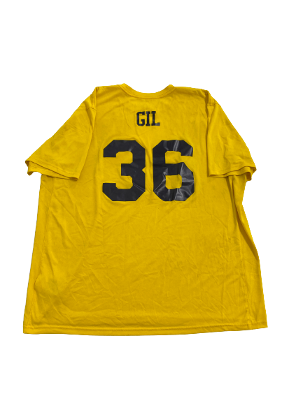 Devin Gil Michigan Football Player-Exclusive Pre-Game T-Shirt with Name and Number on Back (Size XL)