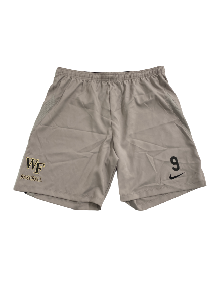 Brendan Tinsman Wake Forest Baseball Player-Exclusive Workout Shorts With Number (Size XL)