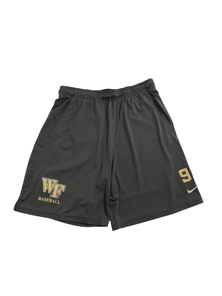 Brendan Tinsman Wake Forest Baseball Player-Exclusive Workout Shorts With Number (Size XL)