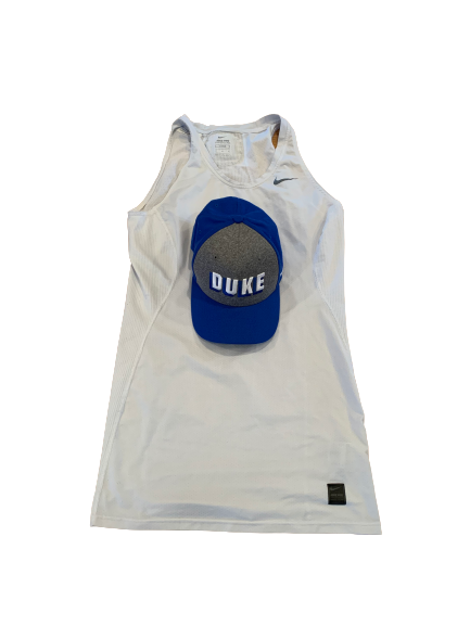 Mike Buckmire Duke Basketball Compression Tank and Fitted Hat Lot