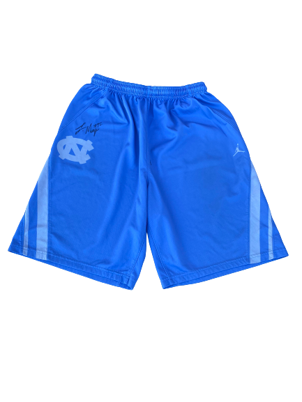 Luke Maye North Carolina Basketball SIGNED Worn Practice Shorts (Size XL)