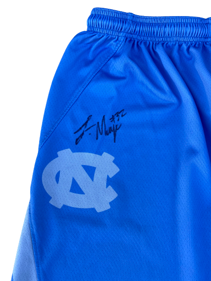 Luke Maye North Carolina Basketball SIGNED Worn Practice Shorts (Size XL)