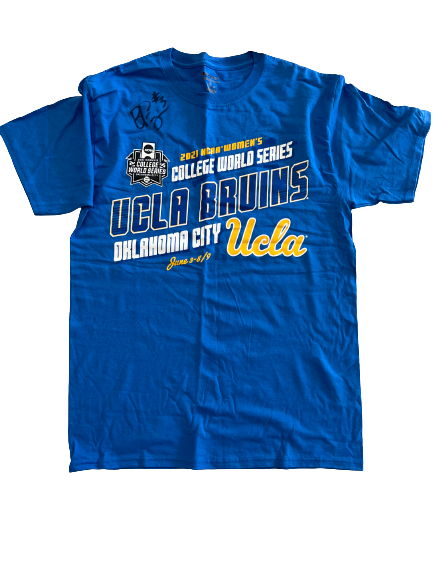 Briana Perez UCLA Softball SIGNED Team Issued 2021 College World Series T-Shirt (Size M)