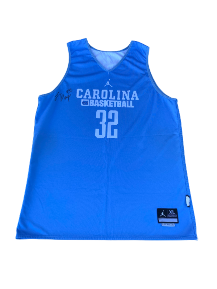 Luke Maye North Carolina Basketball SIGNED Worn Practice Jersey (Size XL)