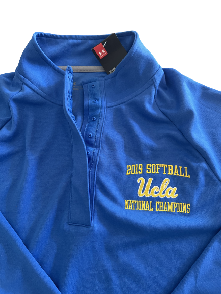 Briana Perez UCLA Softball Team Exclusive 2019 NATIONAL CHAMPIONS 1/4-Button Pullover (Size Women&