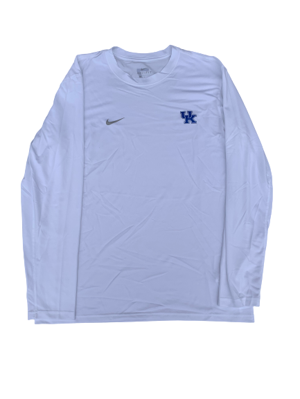 Kaz Brown Kentucky Volleyball Team Issued Long Sleeve Shirt with Number on Back (Size L)