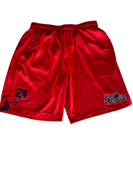 Zack Phillips Ole Miss Team Issued Workout Shorts with Number (Size L)