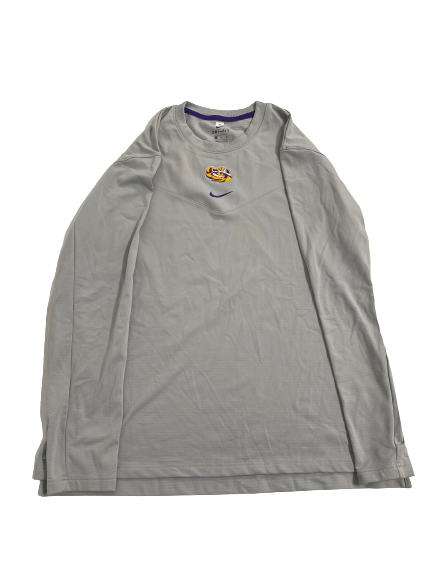 Josh White LSU Football Team-Issued Long Sleeve Waffle Style Crewneck (Size XL)