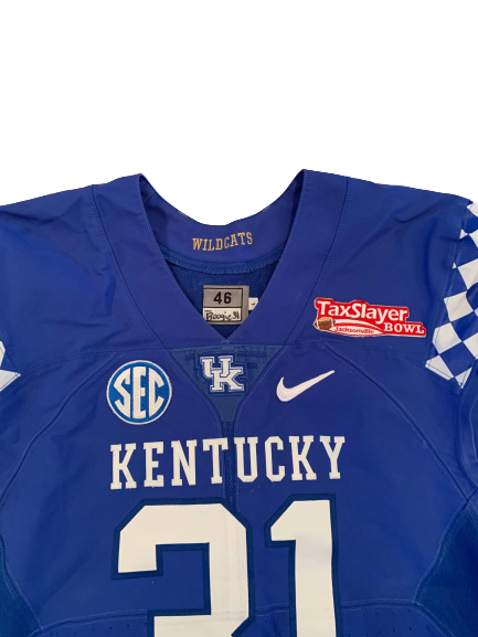 Jamar Watson Kentucky Football SIGNED Game Issued 2016 Taxslayer Gator Bowl Jersey (Size 46)