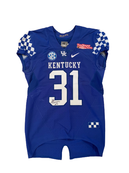 Jamar Watson Kentucky Football SIGNED Game Issued 2016 Taxslayer Gator Bowl Jersey (Size 46)