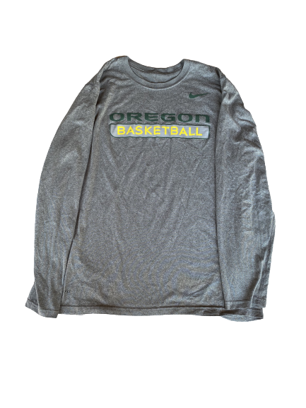 Casey Benson Oregon Basketball Team Issued Long Sleeve Workout Shirt (Size L)