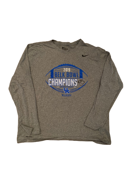 Jamar Watson Kentucky Football Team Exclusive "2019 Belk Bowl Champions" Long Sleeve Shirt (Size XL)