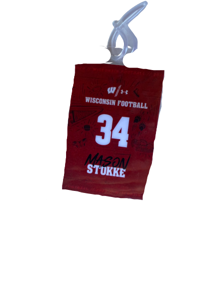 Mason Stokke Wisconsin Football Draw String Bag With Player Tag