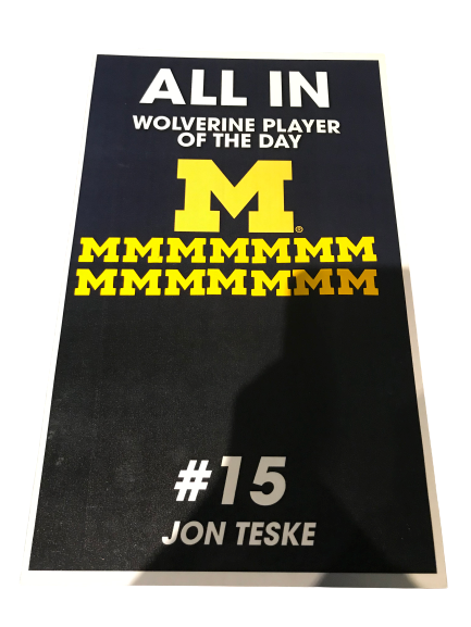 Jon Teske "Wolverine Player Of The Day" Locker Room Placard
