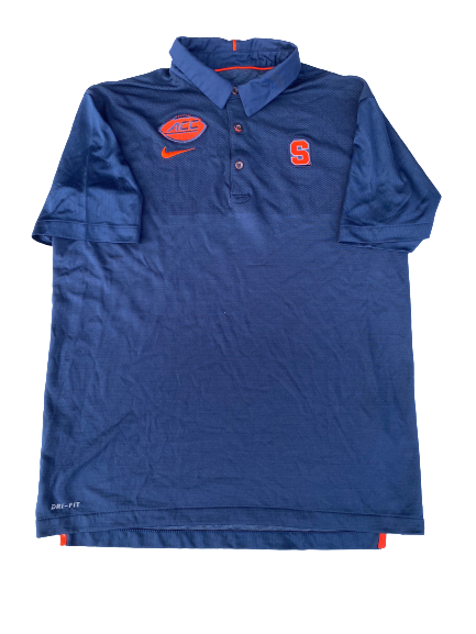 Chris Fredrick Syracuse Football Team Issued Polo Shirt with ACC Patch (Size Large)