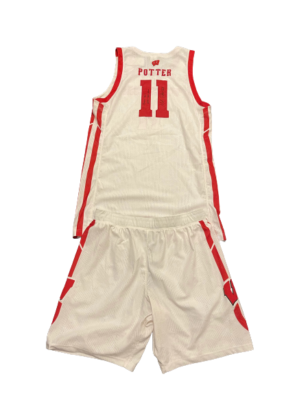 Micah Potter Wisconsin Basketball 2020-2021 SIGNED Game Worn Uniform Set