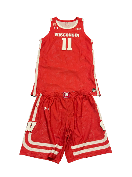 Micah Potter Wisconsin Basketball SIGNED Game Worn Uniform Set (12-25-20 vs Michigan State)