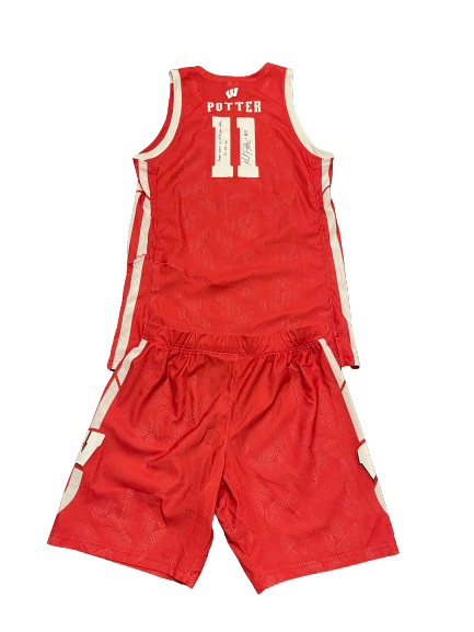 Micah Potter Wisconsin Basketball SIGNED Game Worn Uniform Set (12-25-20 vs Michigan State)