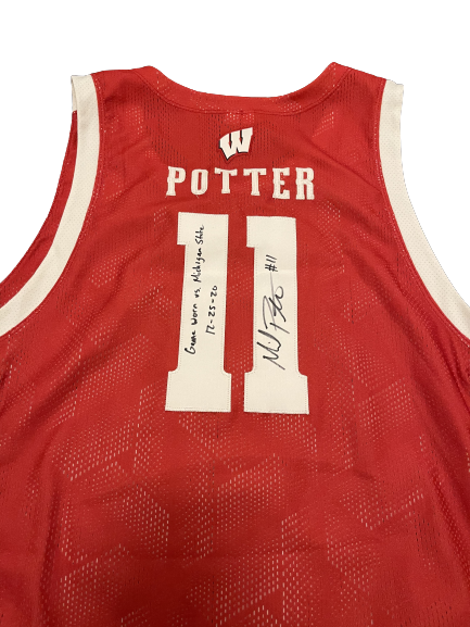 Micah Potter Wisconsin Basketball SIGNED Game Worn Uniform Set (12-25-20 vs Michigan State)