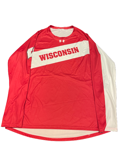 Micah Potter Wisconsin Basketball Player Exclusive Pre-Game Warm-Up Shooting Shirt (Size 2XL)