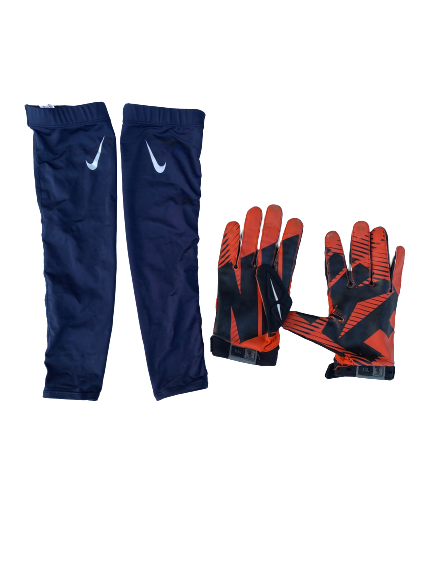 Chris Fredrick Syracuse Football Game Worn Football Gloves & (2) Arm Sleeves