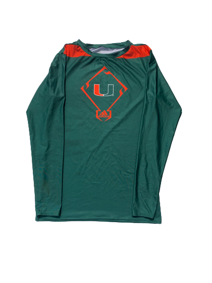 Chris McMahon Miami Baseball Adidas Compression Long Sleeve Shirt (Size XL)