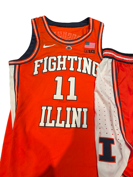 Ayo Dosunmu Illinois Basketball SIGNED 2018-2019 (FRESHMAN YEAR) Game Worn Uniform Set (BIG TEN TOURNAMENT)