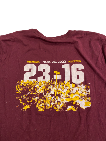 Treyson Potts Minnesota Football Player-Exclusive "Back-To-Back Paul Bunyan Trophy" T-Shirt (Size XL)