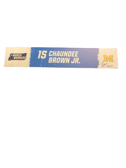 Chaundee Brown Michigan Basketball Signed March Madness Locker Room Name Plate