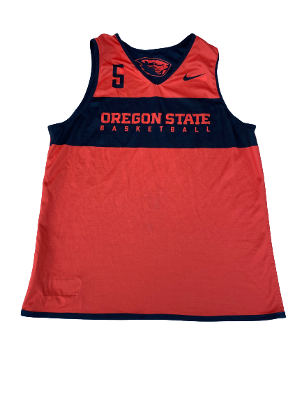 Ethan Thompson Oregon State Basketball Season Worn Player Exclusive Reversible Practice Jersey (Size L)