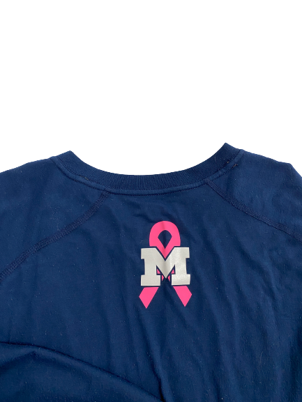 Jess Mruzik Michigan Volleyball Player-Exclusive Breast Cancer Awareness Pre-Game Warm-Up Long Sleeve Shirt (Size XL)