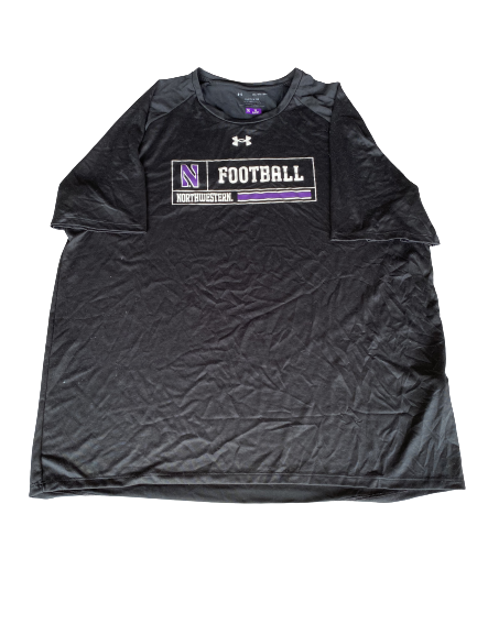 Rashawn Slater Northwestern Football Team Issued Workout Shirt with Player Tag (Size XXXL)