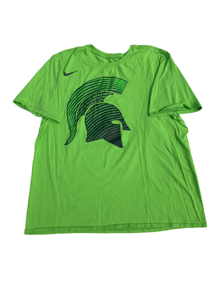Matt McQuaid Michigan State Team Issued 2015 Neon Green Jersey Pre-Game Warm-Up Shirt (Size XXL)