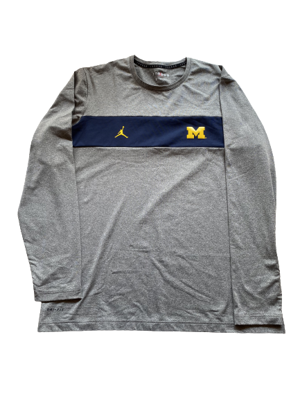 Mike McCray Michigan Football Team Issued Long Sleeve Workout Shirt (Size XL)