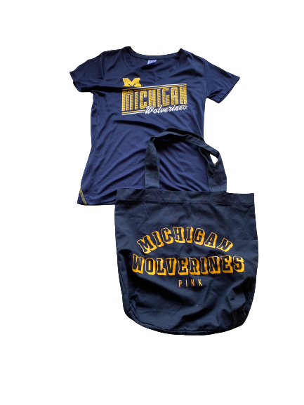 Michigan Football T-Shirt and Tote Bag (Size M)